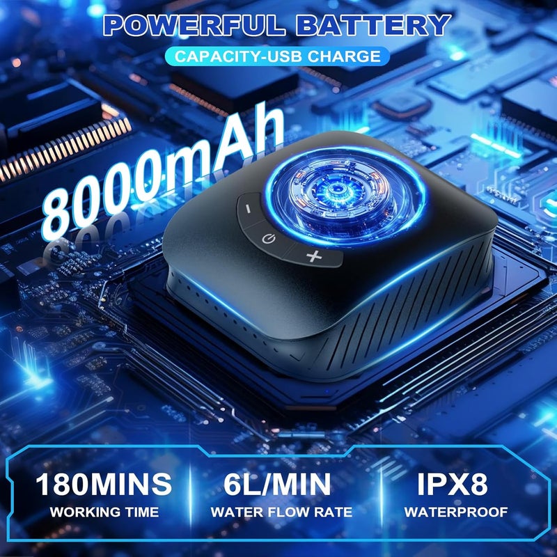 AYWOHA Portable Shower for Camping, 8000mAh Rechargeable Camping Shower Pump with 3X Stronger Water Flow, 5 Pressure Levels & 4 Shower Modes Outdoor Shower with Intelligent LED Display for Hiking Travel Pet - Image 2